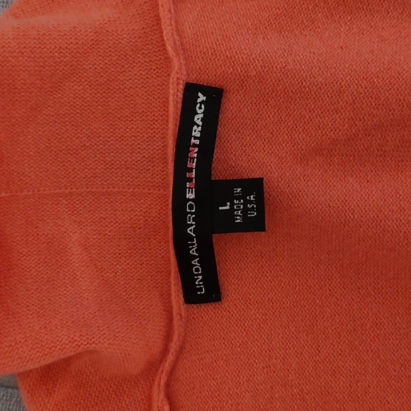 EUC Linda Allard Ellen Tracy Wrap Front 100% Cashmere Coral Sweater Top Large - Picture 9 of 10